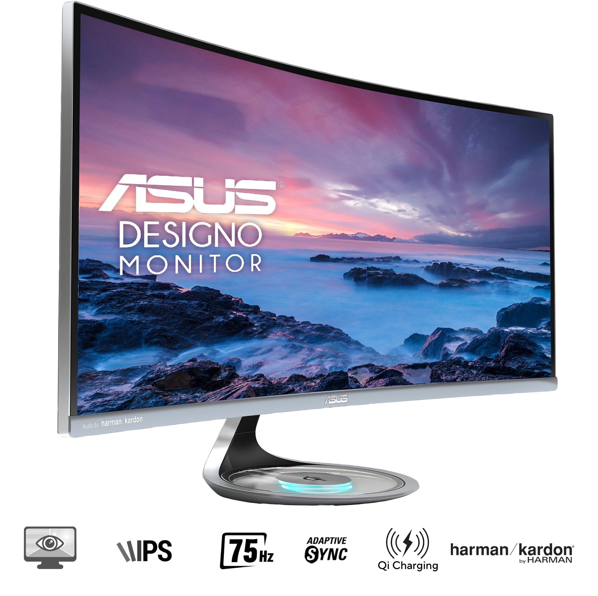 Asus Designo MX38VC 37.5" UWQHD IPS 75HZ USB - C Eye Care Adaptive - SYNC Curved Gaming LCD Monitor With QI Charging - Nectostry
