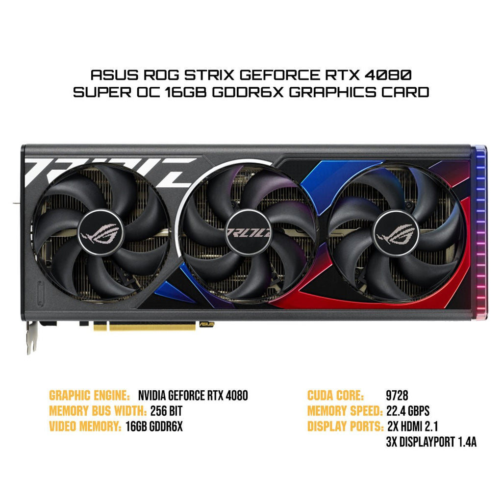 Asus ROG Strix Geforce RTX 4080 Super OC 16GB GDDR6X Graphics Card - Nectostry