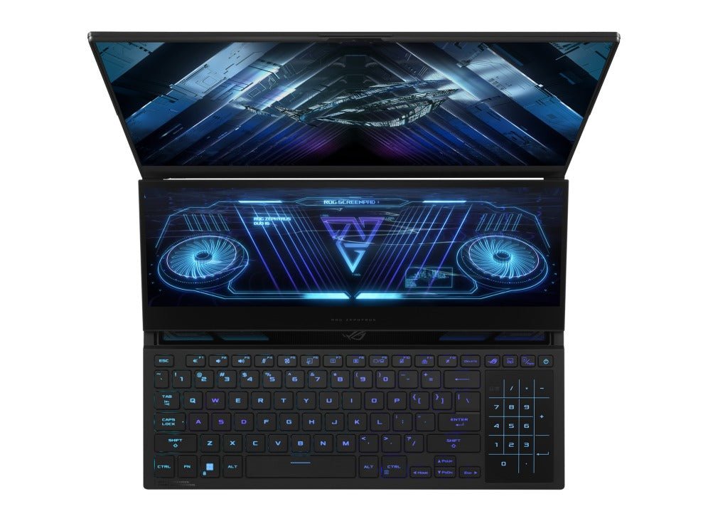 Asus ROG Zephyrus Duo 16 GX650PY - NM044WS Gaming Laptop (Black) | 16" QHD+ (2560x1600 WQXGA) | Ryzen 9 7945HX | 64GB RAM | 4TB SSD | RTX 4090 | Windows 11 Home | Fusion II 300 Palm Rest | ROG Gladius III Mouse | Ranger BP2701 Backpack - Nectostry