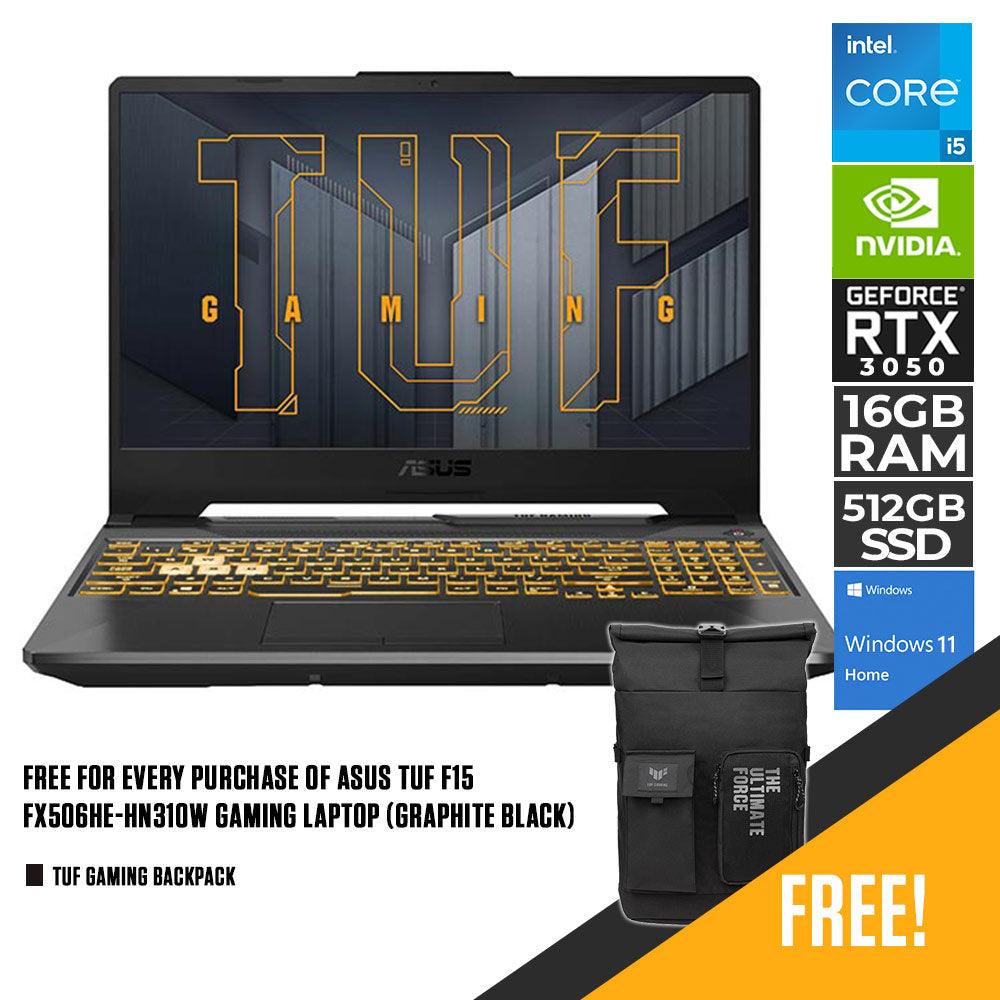 ASUS TUF F15 FX506HE - HN310W GAMING LAPTOP (GRAPHITE BLACK) | 15.6" FHD | i5 - 11400H | 16GB DDR4 | 512GB SSD | RTX 3050Ti | WIN11 + TUF GAMING BACKPACK - Nectostry