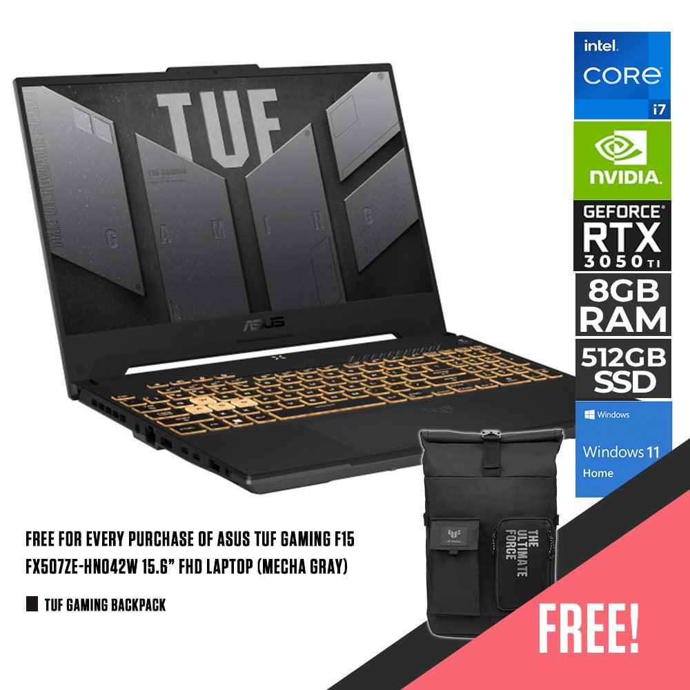 Asus TUF Gaming F15 FX507ZE - HN042W Laptop (Mecha Gray) | 15.6” FHD | i7 - 12700H | 8GB DDR5 | 512GB SSD | RTX 3050 Ti | Win11 + TUF Gaming Backpack - Nectostry