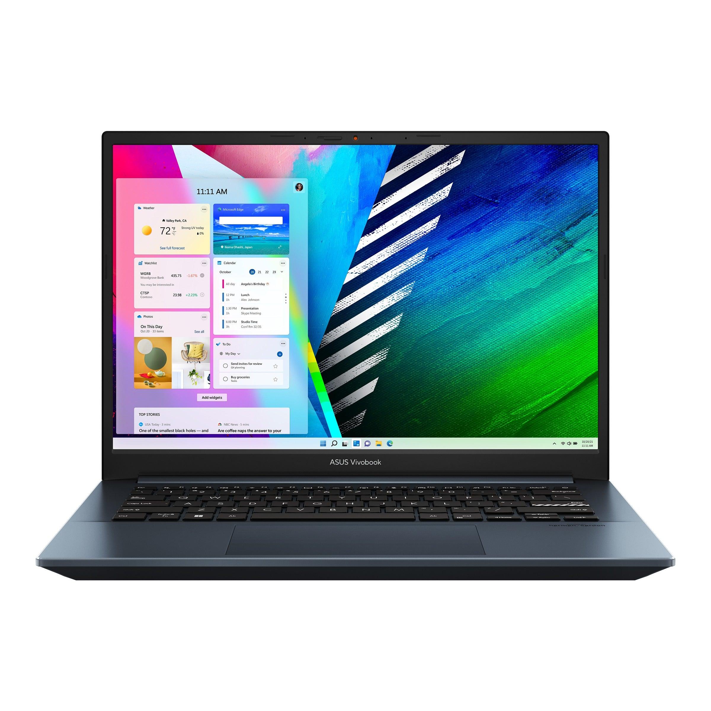 ASUS Vivobook Pro 14 OLED M3401QC - KM070WS Laptop (Quiet Blue) | 14" OLED | RTX™ 3050 | Windows 11 Home | MS Office Home & Student 2021 | ASUS BP1504 Casual Backpack - Nectostry
