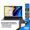 Asus Vivobook Pro 15 Oled K6500ZE - MA111WS Laptop (Quiet Blue) | 15.6” 2.8K | i7 - 12650H | 16 GB RAM | 512 GB SSD | NVIDIA® GeForce® RTX™ 3050 Ti | Windows 11 Home | MS Office Home & Student 2021 | Asus BP1504 Casual Backpack - Nectostry