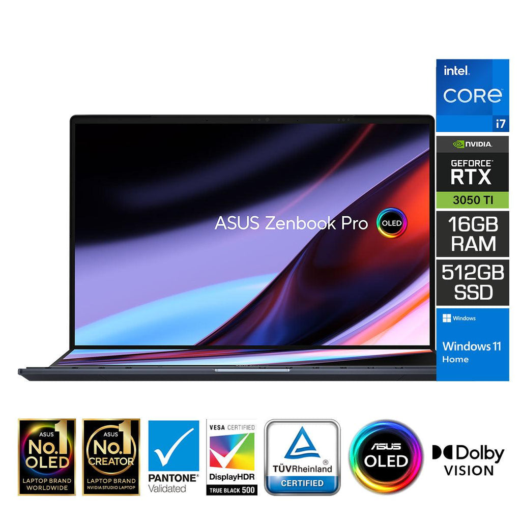 ASUS Zenbook PRO 14 Duo Oled UX8402ZE - M3050WS (Black) | 14" 2.8K OLED | i7 - 12700H | 16 GB DDR5 | RTX™ 3050 Ti | 512 GB SSD | Windows 11 Home - Nectostry
