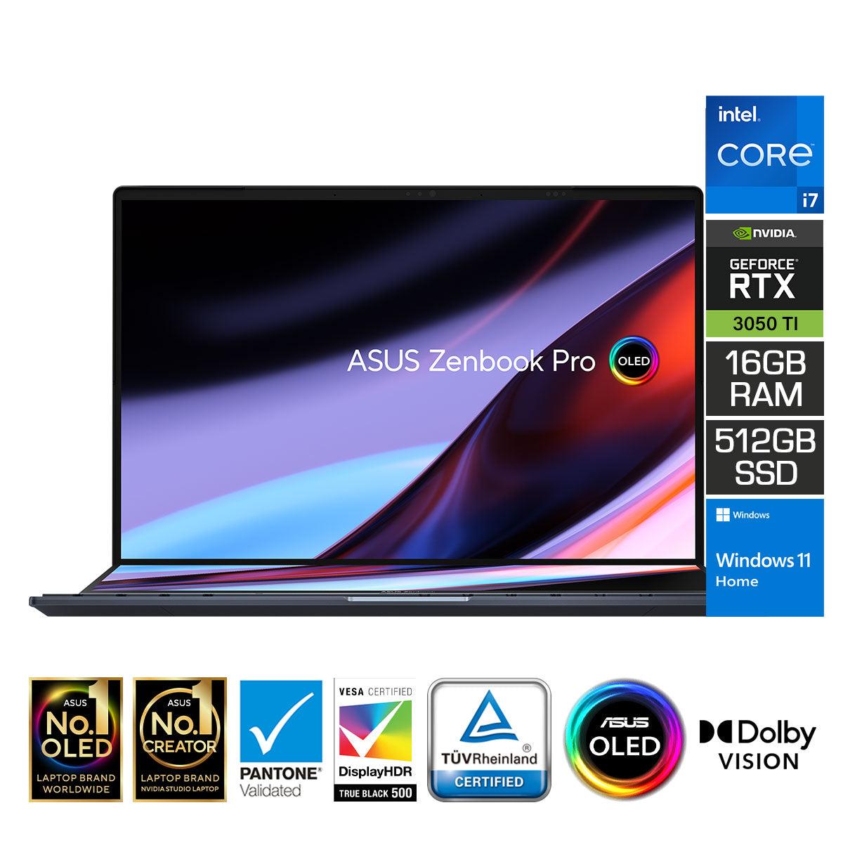ASUS Zenbook PRO 14 Duo Oled UX8402ZE - M3050WS (Black) | 14" 2.8K OLED | i7 - 12700H | 16 GB DDR5 | RTX™ 3050 Ti | 512 GB SSD | Windows 11 Home - Nectostry
