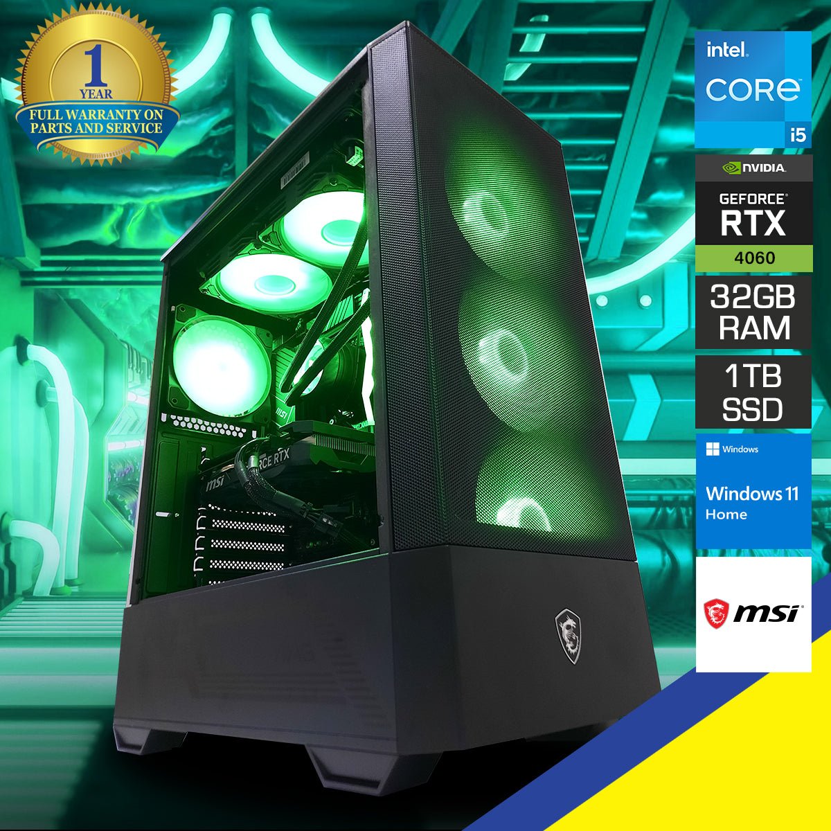 Aurora Forge 112R Desktop Gaming PC | Intel i5 - 14600KF | 32GB RAM | 1TB SSD | RTX 4060 | Windows 11 Home - Nectostry
