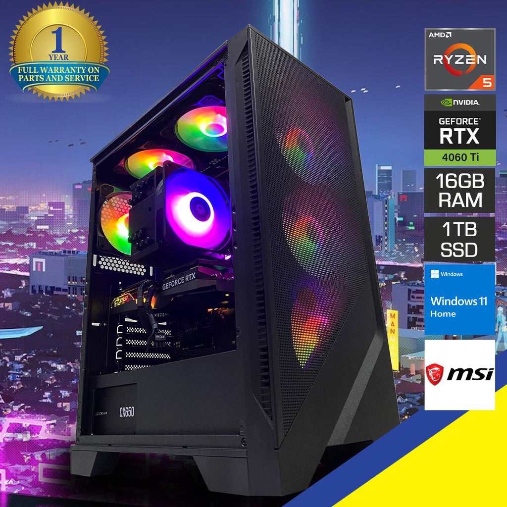 Aurora Forge 120A Desktop Gaming PC | AMD RYZEN 5 7500F | 16GB RAM | 1TB SSD | RTX 4060TI | Windows 11 Home - Nectostry