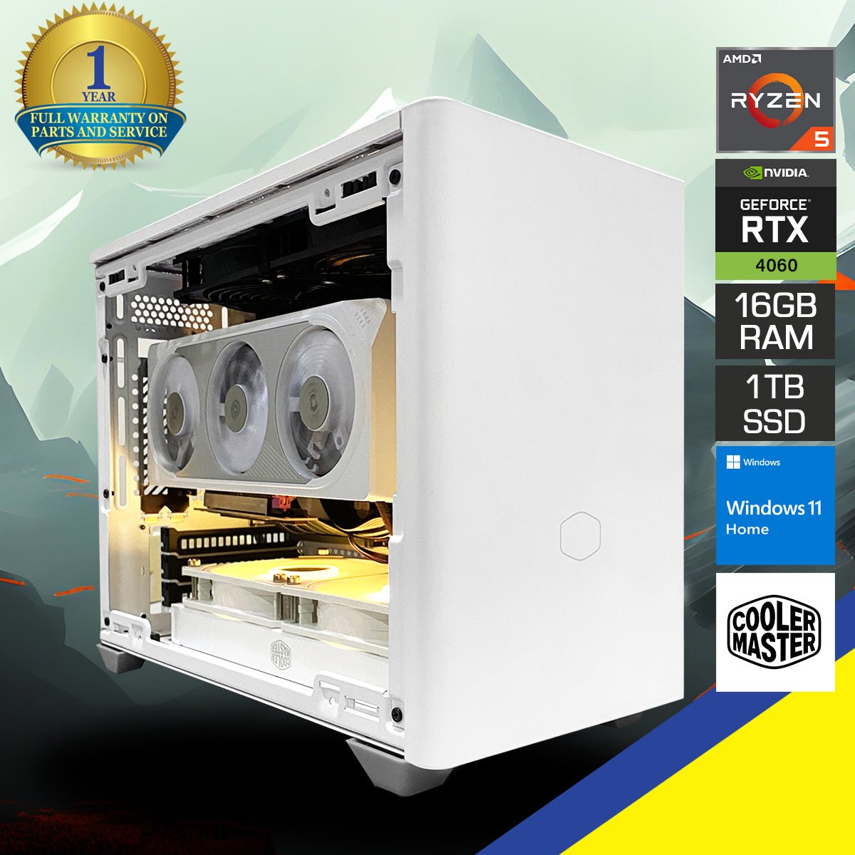 Aurora Masterbox NR200P Desktop Gaming PC | AMD Ryzen 5 7500F | 16GB RAM | 1TB SSD | RTX 4060 OC | Windows 11 Home - Nectostry