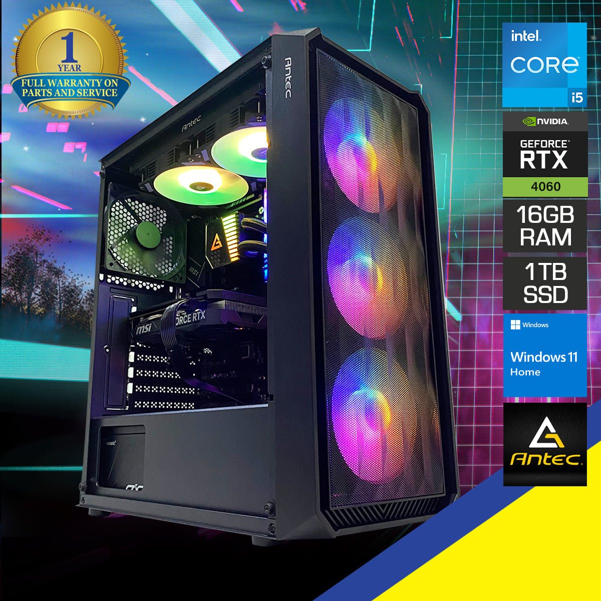 Aurora NX292 Intel Core I5 - 13400F 16GB RAM 1TB SSD RTX 4060 OC Windows 11 Desktop Gaming PC - Nectostry