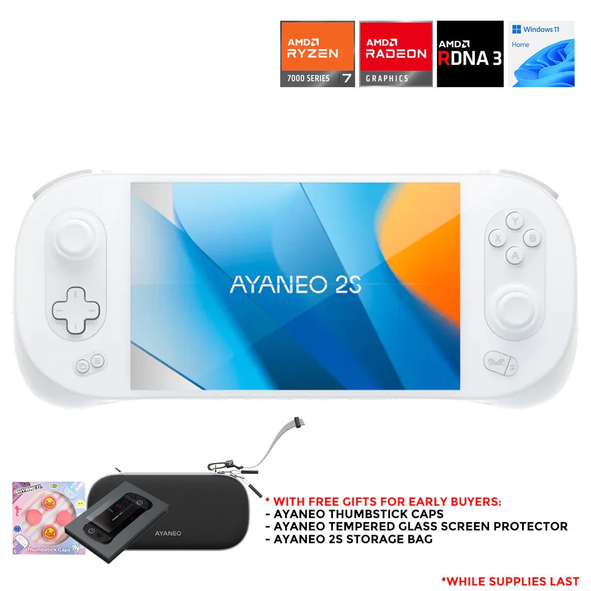 Ayaneo 2S AMD Ryzen 7 7840U 32GB RAM 2TB SSD Handheld PC Gaming Console (Sky White) - Nectostry