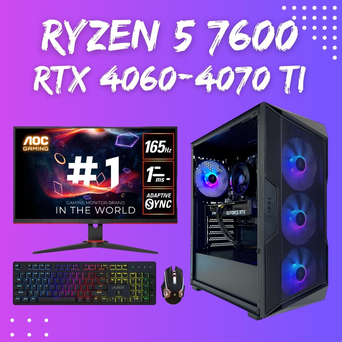 Gaming PC Bundle | Ryzen 5 7600 | RTX 4060 - 4070 TI | 32GB DDR5 AX61 Elite - Nectostry