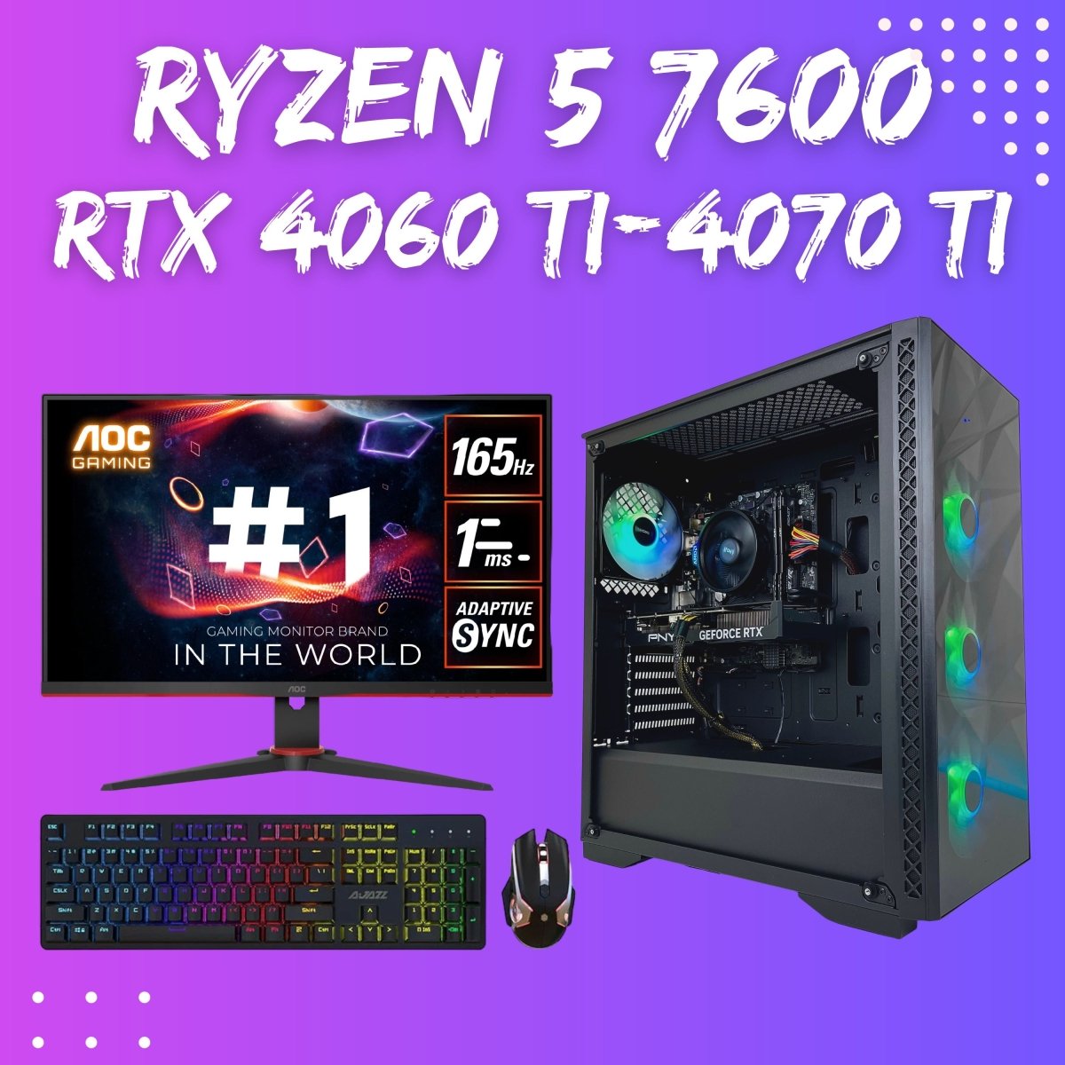 Gaming PC Bundle | Ryzen 5 7600| RTX 4060Ti/4070 Ti | 32GB DDR5 Shadow Flame - Nectostry