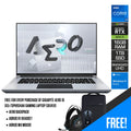 Gigabyte Aero 16 XE5 - 73PH934AH Gaming Laptop (Silver) | 16” UHD (3840x2400) | i7 - 12700H | 16GB DDR5 | 1TB SSD | RTX 3070Ti | Windows 11 Home | Aero Backpack | Aorus M4 Mouse | Aorus H1 Headset - Nectostry