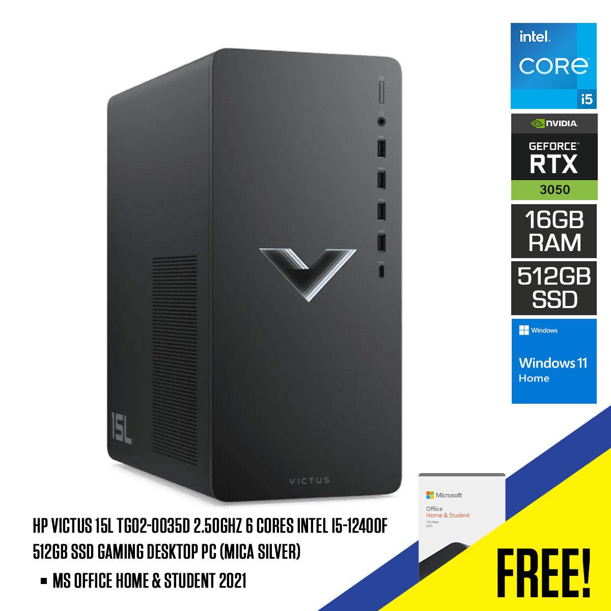 HP Victus 15L TG02 - 0035D 2.50GHZ 6 Cores Intel i5 - 12400F 512GB SSD Gaming Desktop PC (Mica Silver) + MS Office Home & Student 2021 - Nectostry